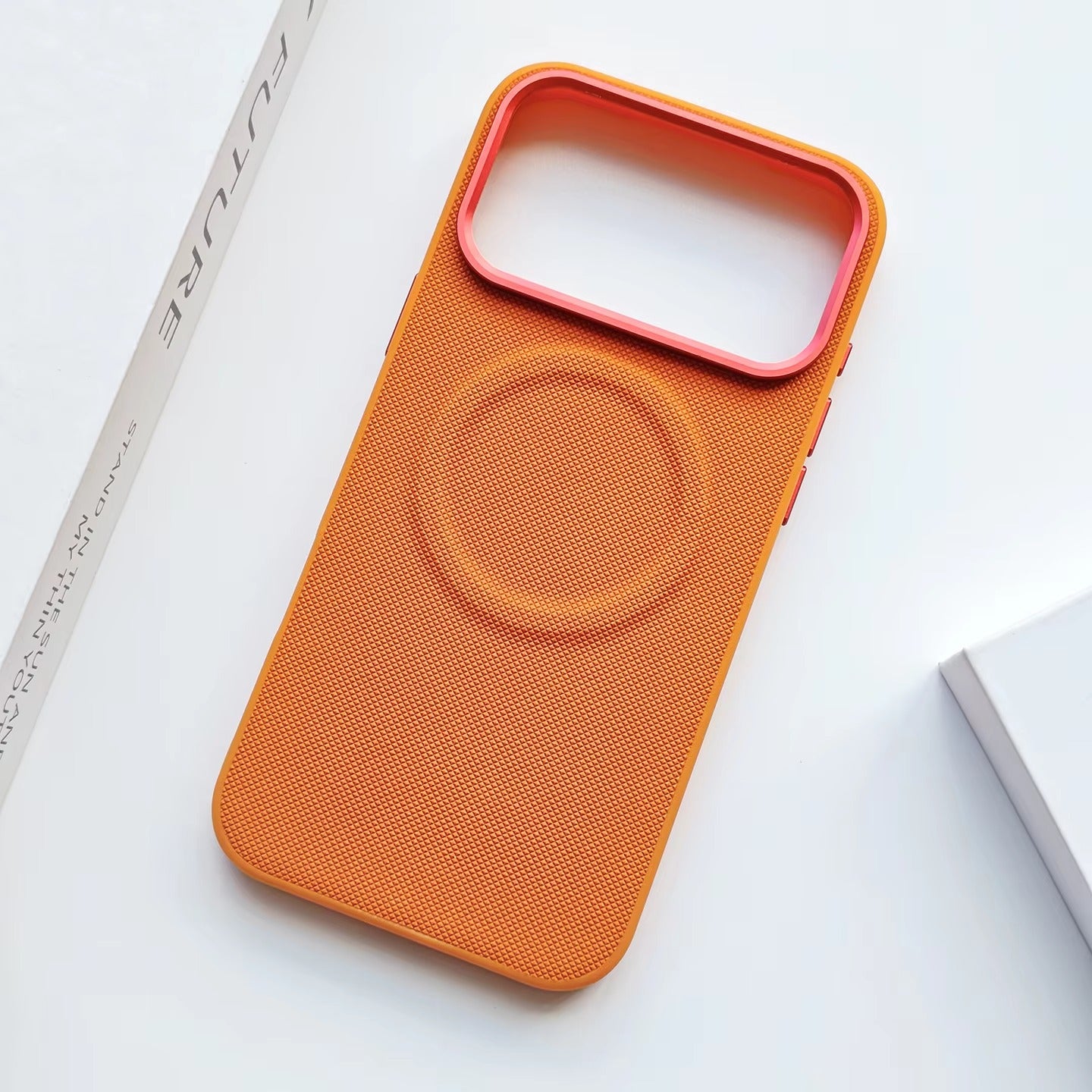 Luxury iPhone Case — Magnetic, Shockproof Leather Cover with Diamond-Texture Grain, Individual Buttons and MagSafe Wireless Charging Support