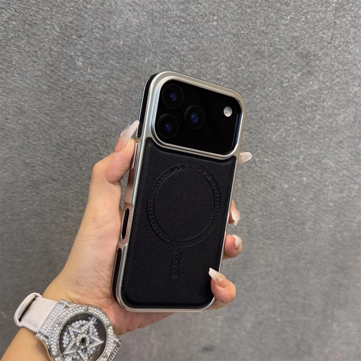 Luxury iPhone Case — Magnetic, Shockproof Leather Cover with Plating Frame, Original Business Design and MagSafe Wireless Charging Support