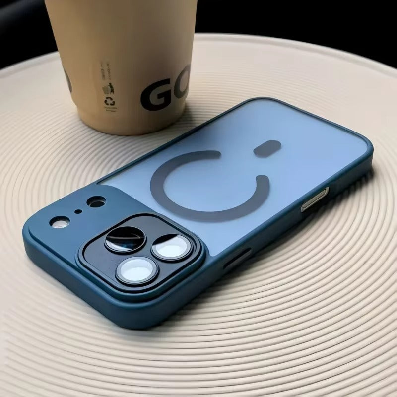 Luxury iPhone Case — Matte Translucent Magnetic Cover with Clear Lens Protection and MagSafe Wireless-Charging Safe Design
