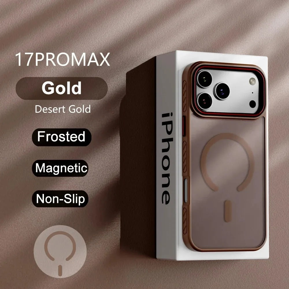 Luxury iPhone Case — Matte Transparent Magnetic Cover with MagSafe, Wireless Charging Support, Shockproof PC+TPU Protective Design