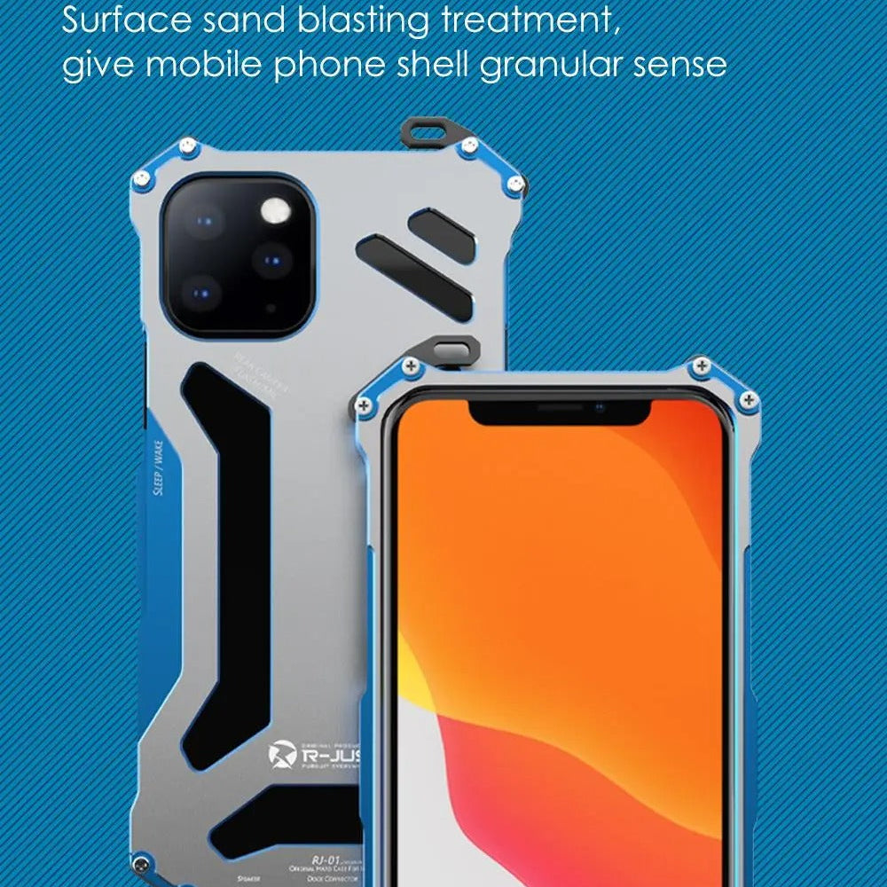 Luxury iPhone Case — Metal Armor Shockproof Cover with Heavy-Duty Anti-Scratch Anti-Fingerprint Design & Non-Slip Hard Protection