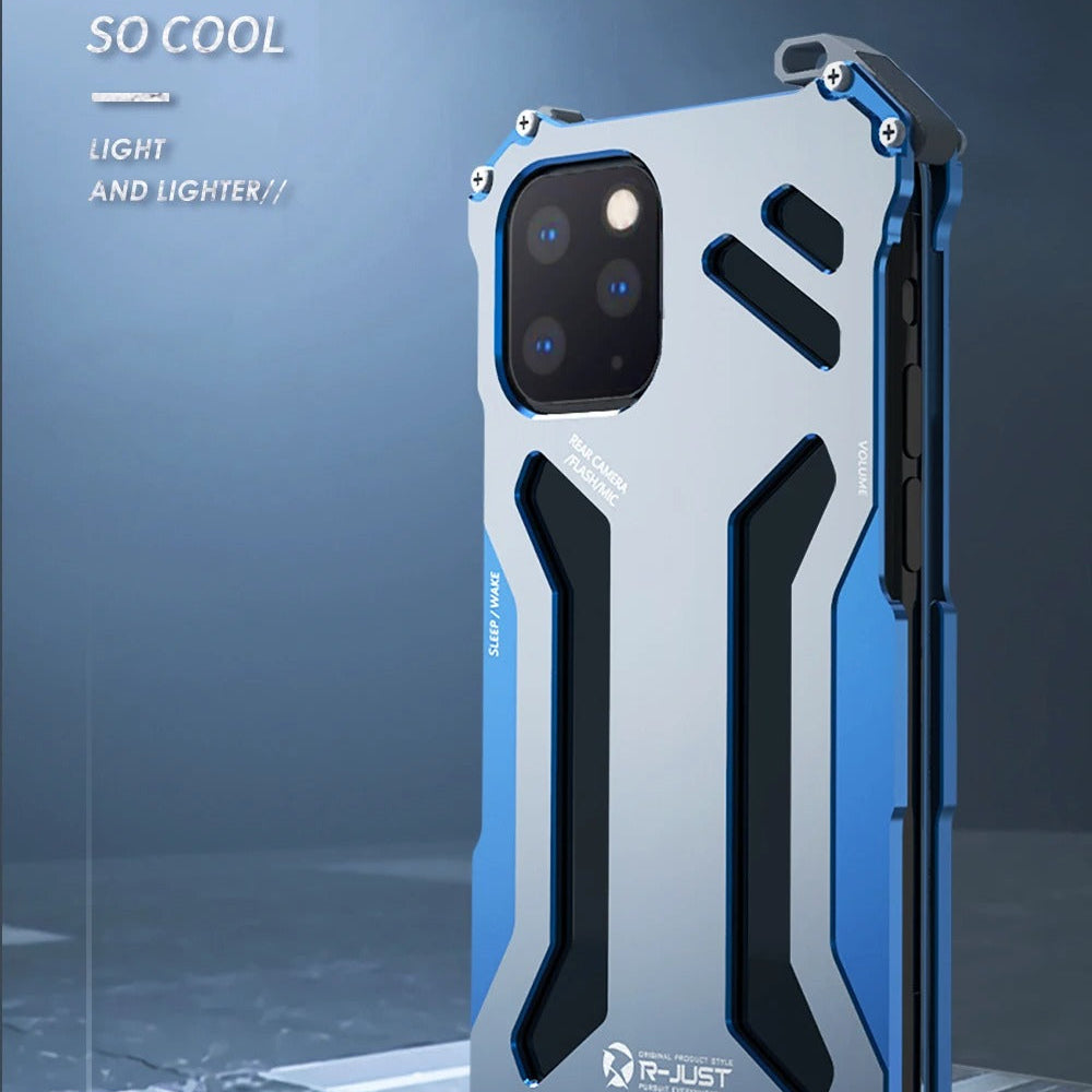 Luxury iPhone Case — Metal Armor Shockproof Cover with Heavy-Duty Anti-Scratch Anti-Fingerprint Design & Non-Slip Hard Protection