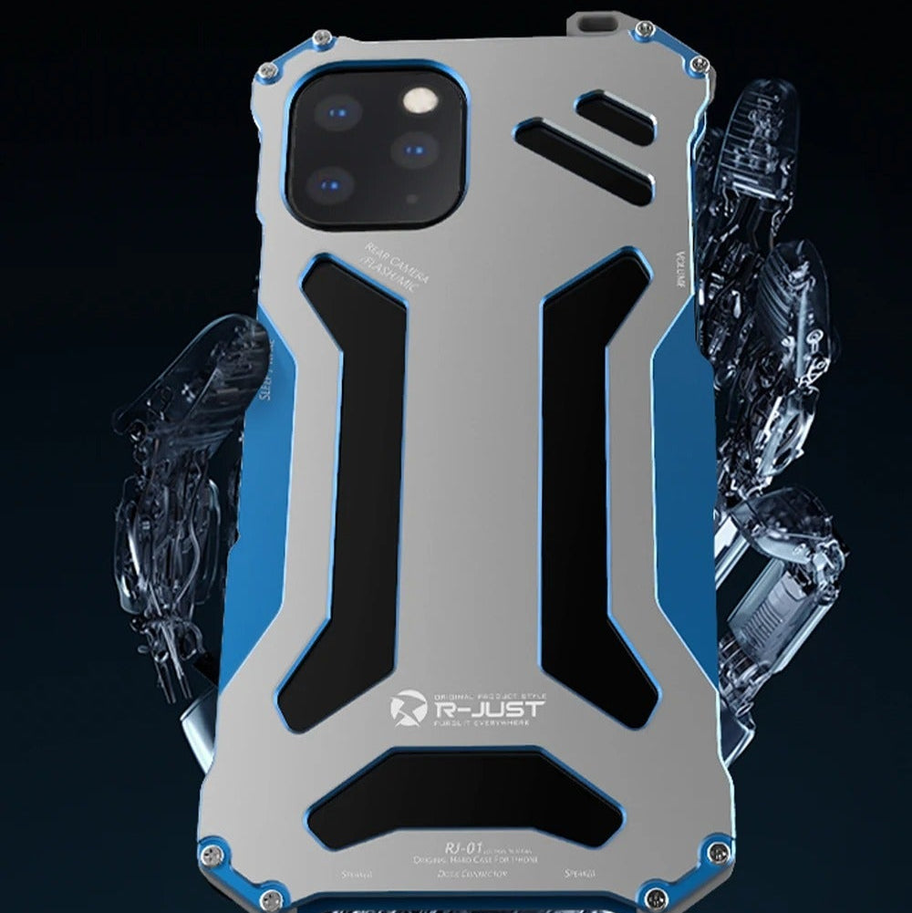 Luxury iPhone Case — Metal Armor Shockproof Cover with Heavy-Duty Anti-Scratch Anti-Fingerprint Design & Non-Slip Hard Protection