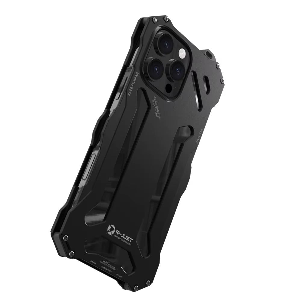 Luxury iPhone Case — Metal Armor Shockproof Cover with Heavy-Duty Anti-Scratch Anti-Fingerprint Design & Non-Slip Hard Protection