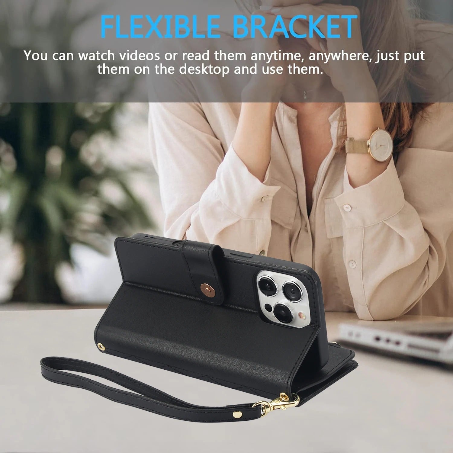 Luxury iPhone Case — Multi-Karal Chain Zipper Wallet Flip Cover with 6-Card Slots, Shockproof, Magnetic, Anti-Scratch, Leather Wallet Case