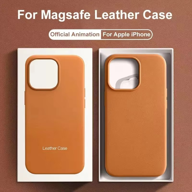 Luxury iPhone Case — MagSafe Leather Cover with Strong Magnetic Support, Half-Wrapped Shockproof Design for Apple iPhone 17 Pro Max and Plus