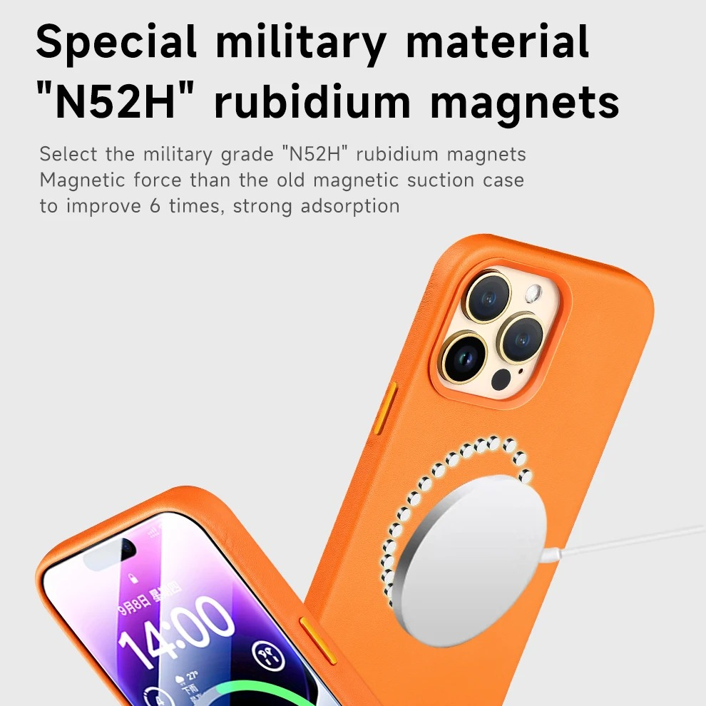 Luxury iPhone Case — MagSafe Leather Cover with Strong Magnetic Support, Half-Wrapped Shockproof Design for Apple iPhone 17 Pro Max and Plus