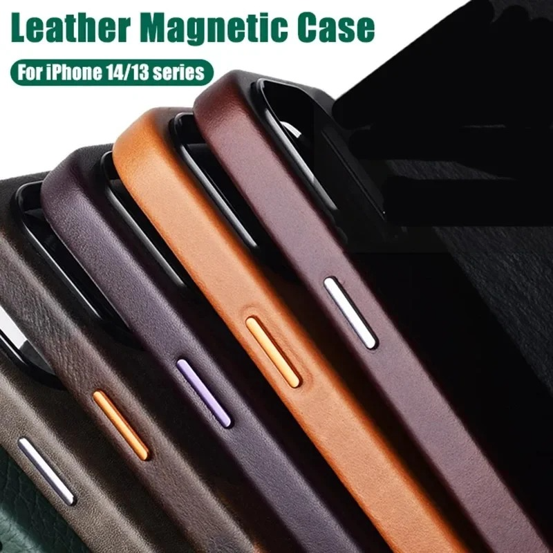 Luxury iPhone Case — MagSafe Leather Cover with Strong Magnetic Support, Half-Wrapped Shockproof Design for Apple iPhone 17 Pro Max and Plus