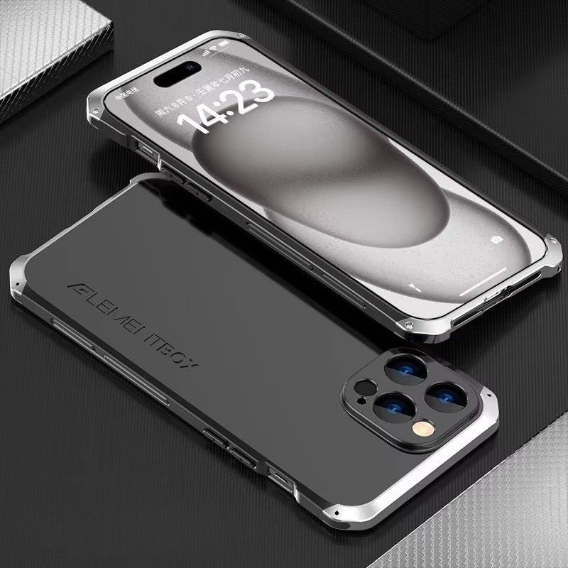 Luxury iPhone Case — PC + Aluminum Alloy Full-Coverage Protective Shell with Washable Anti-Scratch Dustproof Design and Non-Slip Lightweight Build