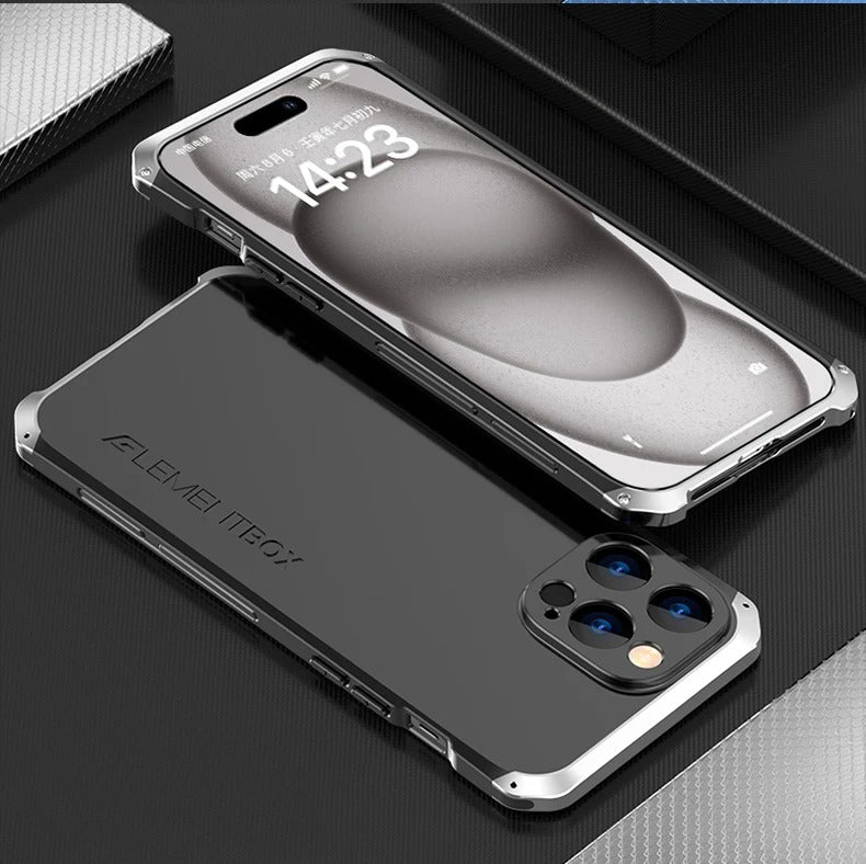 Luxury iPhone Case — PC + Aluminum Metal Bumper Cover with Shockproof Dual-Layer Protection, Dustproof Anti-Scratch Design and Premium Metallic Finish