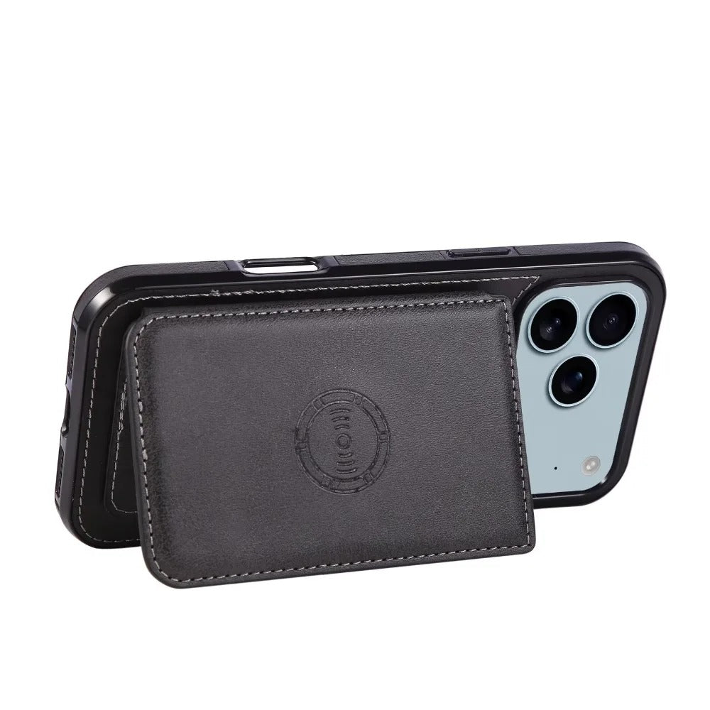Luxury iPhone Case — PU Leather Flip Wallet with Card Holder, Shockproof Magnetic Car-Mount Ready Design, Full Access Protective Cover