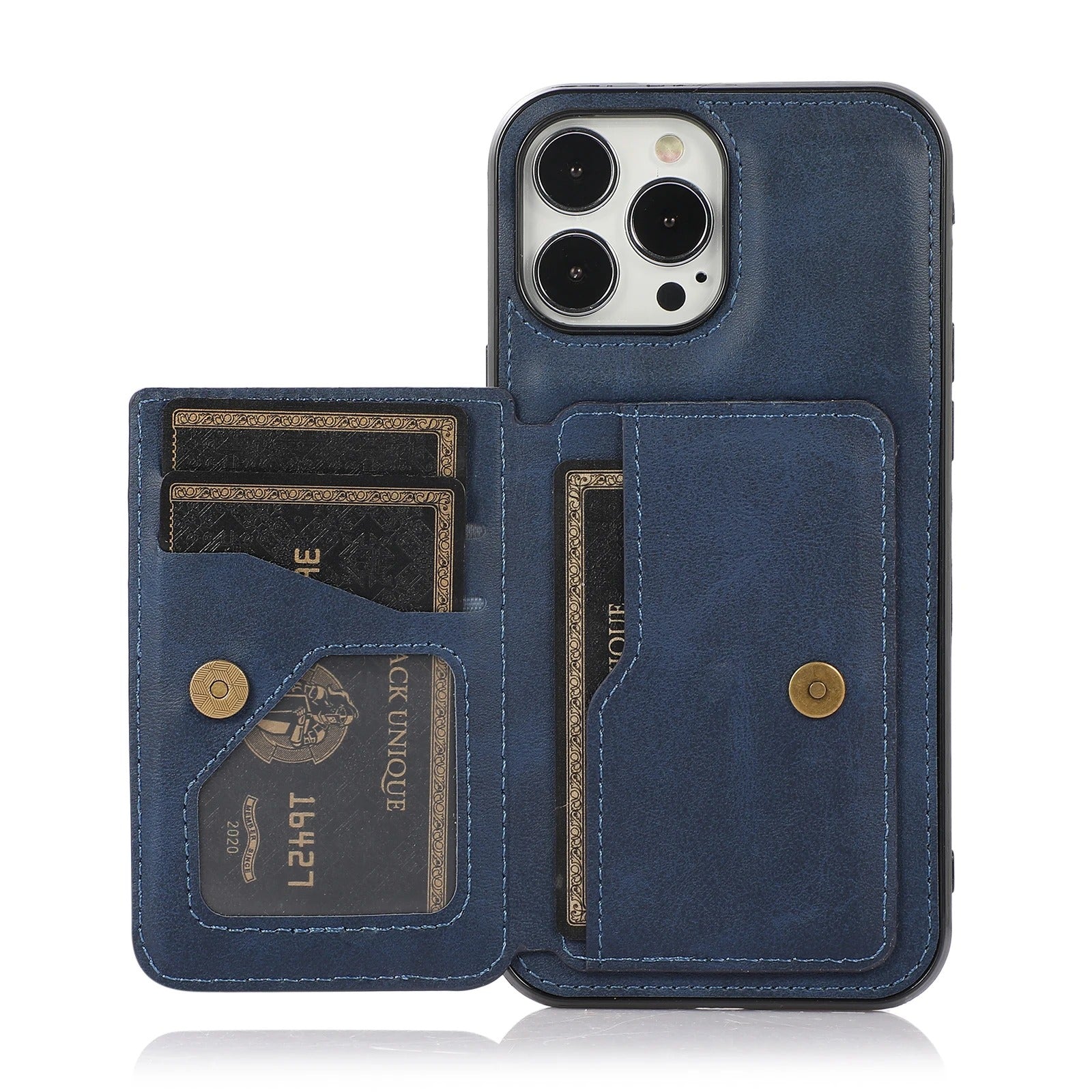 Luxury iPhone Case — PU Leather Flip Wallet with Card Holder, Shockproof Magnetic Car-Mount Ready Design, Full Access Protective Cover