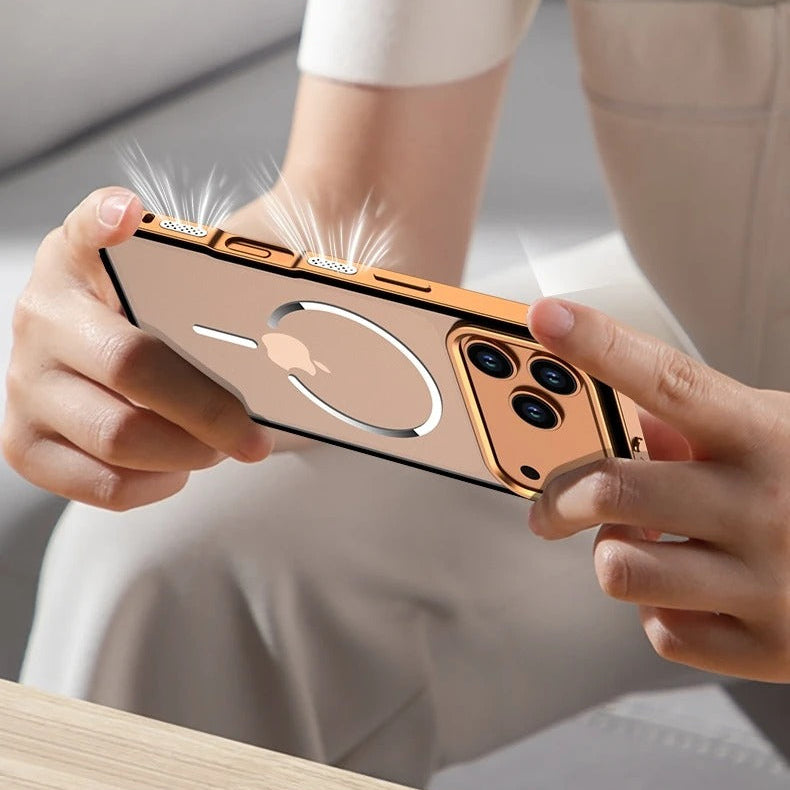 Luxury iPhone Case — Premium Aluminum Alloy Frosted Magnetic Backplate Protective Cover with Full Protection