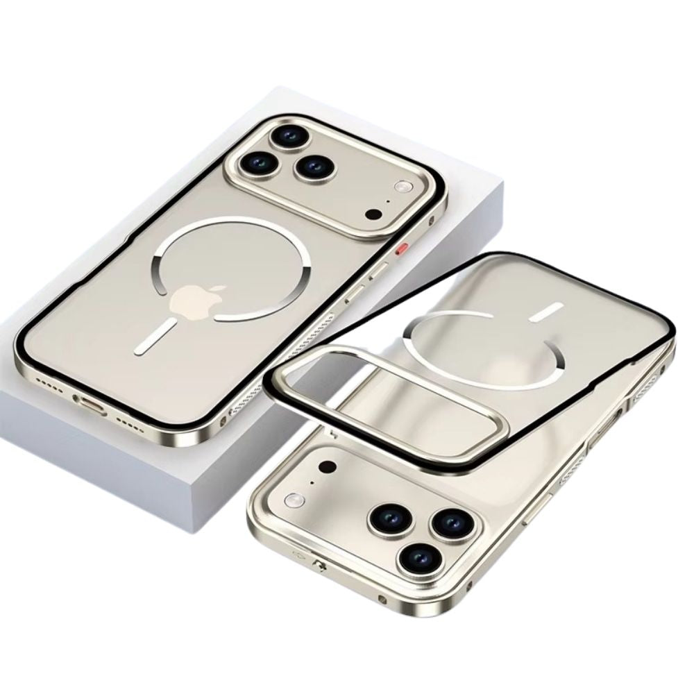 Luxury iPhone Case — Premium Aluminum Alloy Frosted Magnetic Backplate Protective Cover with Full Protection