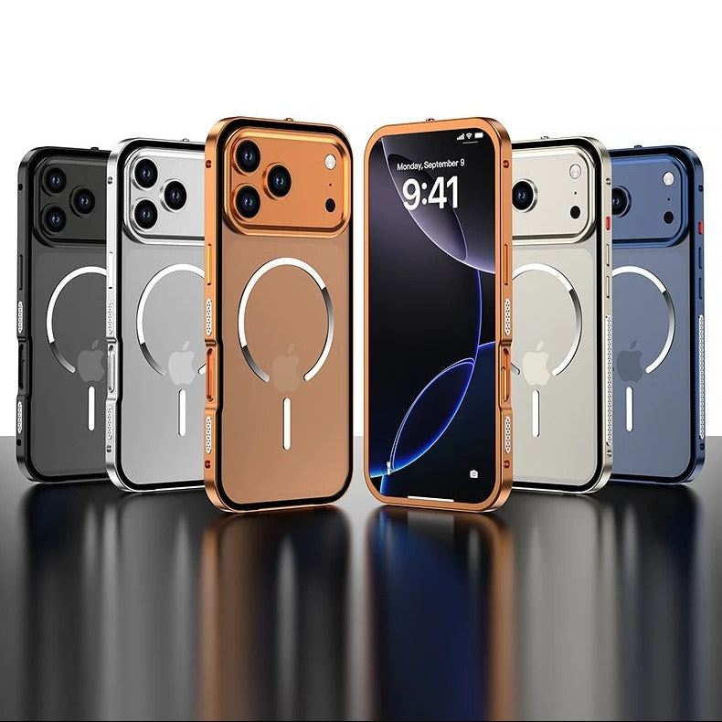 Luxury iPhone Case — Premium Aluminum Alloy Frosted Magnetic Backplate Protective Cover with Full Protection