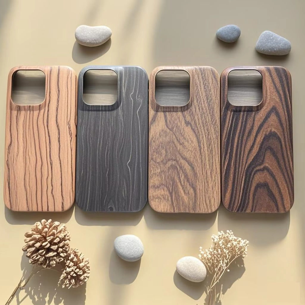 Luxury iPhone Case — Premium Walnut, Cherry, Rosewood or Bamboo Wooden Back Cover with Dustproof Half-Wrapped Protection and Natural Craftsmanship