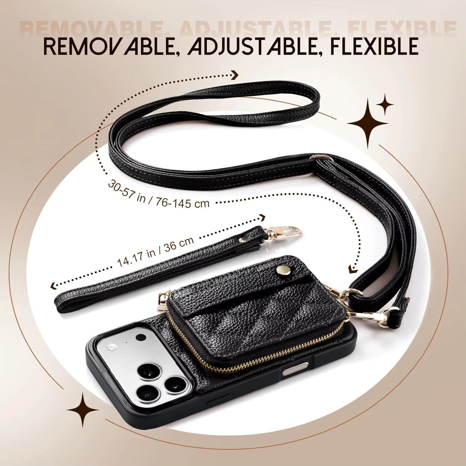 Luxury iPhone Case — RFID-Blocking PU Leather Wallet Cover with Wrist Strap, Crossbody Option and Secure Card Storage for Full Protection