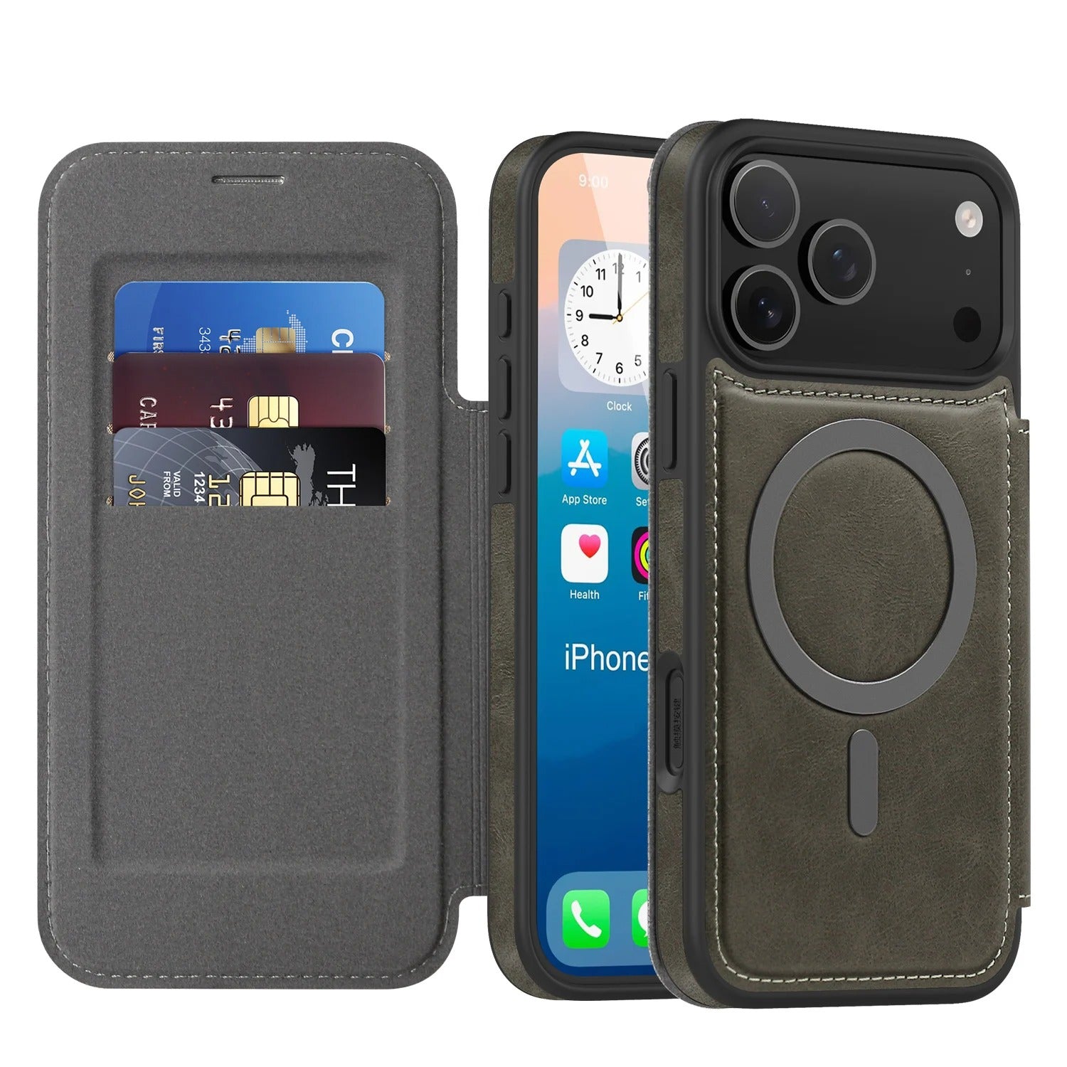 Luxury iPhone Case — Retro Business Flip Leather Cover with Magnetic Charging Support and Card Holder Wallet Design