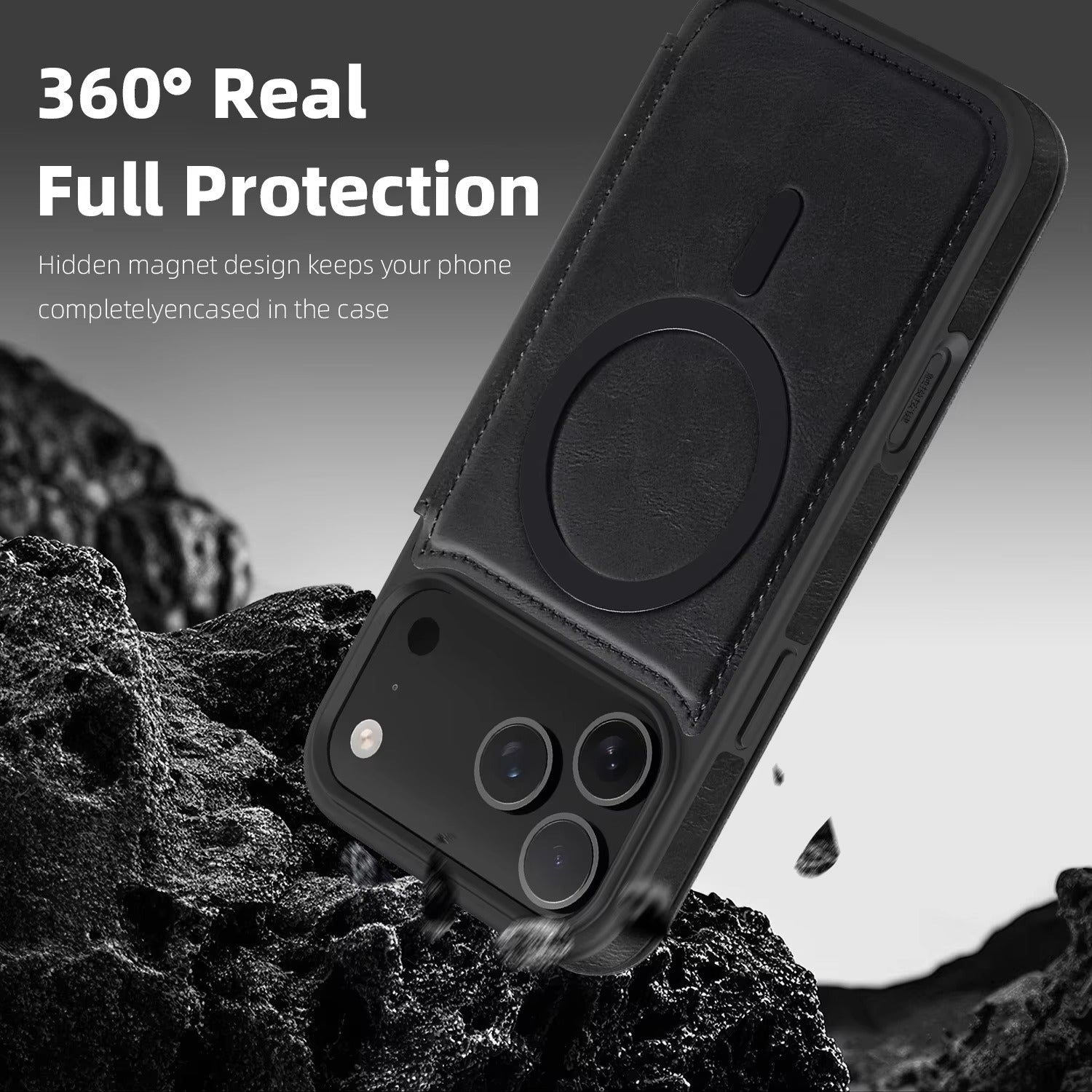 Luxury iPhone Case — Retro Business Flip Leather Cover with Magnetic Charging Support and Card Holder Wallet Design