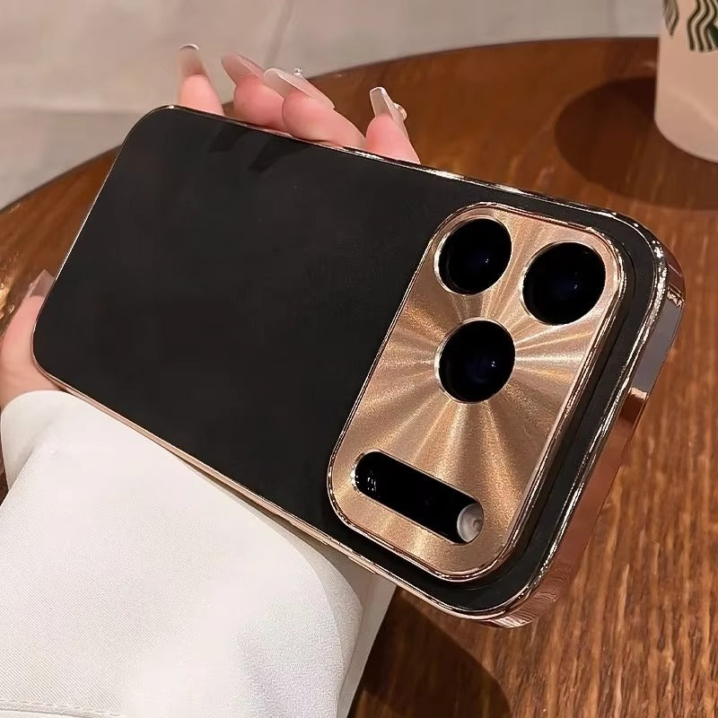 Luxury iPhone Case — Sheepskin-Texture Plating Bumper Cover with Shockproof PC Armor Design, Anti-Fingerprint Lightweight Non-Slip Protection