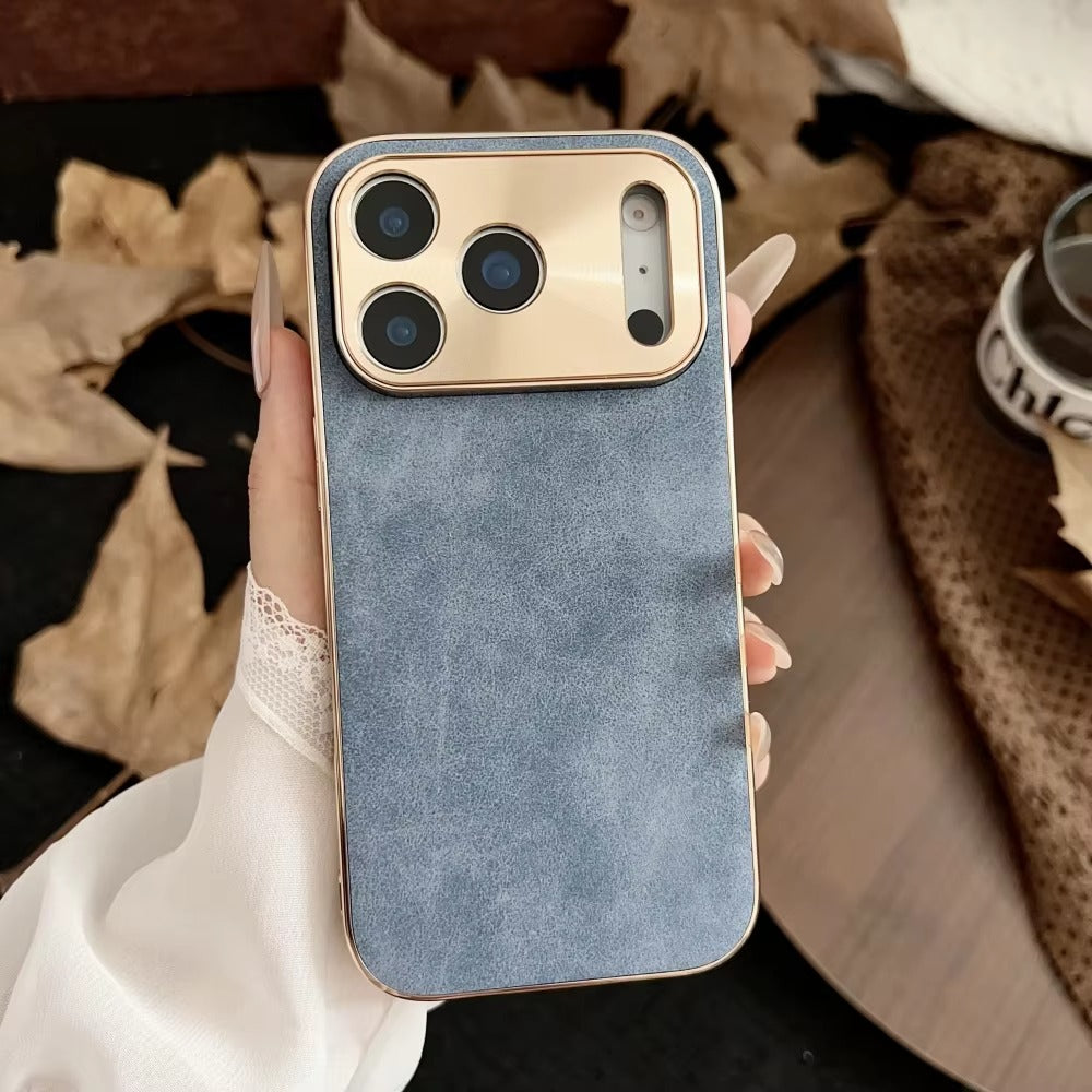 Luxury iPhone Case — Sheepskin-Texture Plating Bumper Cover with Shockproof PC Armor Design, Anti-Fingerprint Lightweight Non-Slip Protection