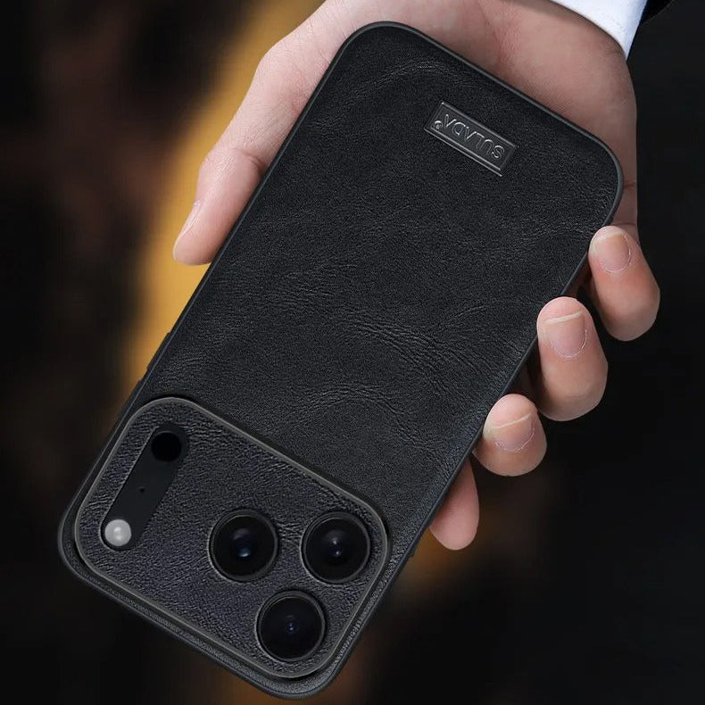 Luxury iPhone Case — Shockproof Soft Leather Cover, Half-Wrapped PC+TPU Design, Anti-Fingerprint Anti-Scratch Non-Slip Protection, Plain Finish