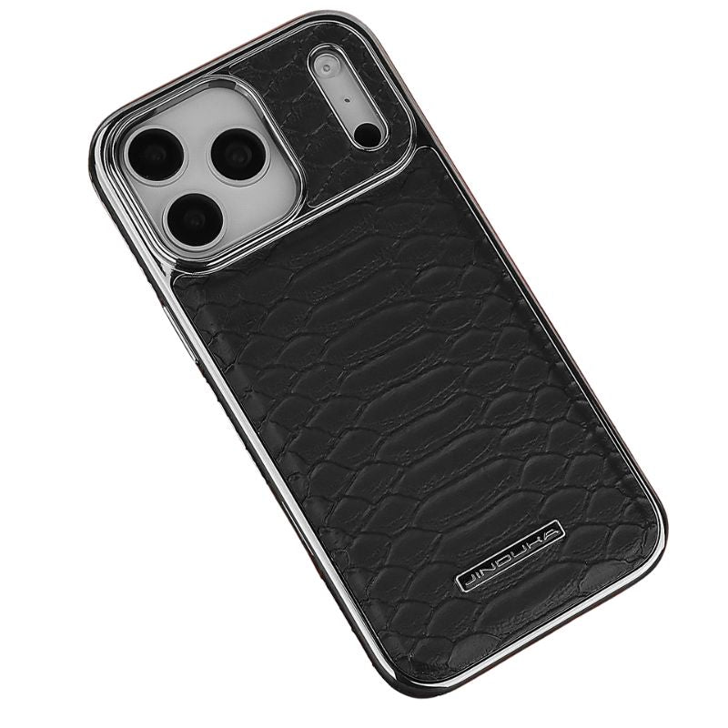 Luxury iPhone Case — Snake-Pattern Leather Cover with Soft Flannel Inner Lining, Premium Protective Design & Stylish Fashion Finish