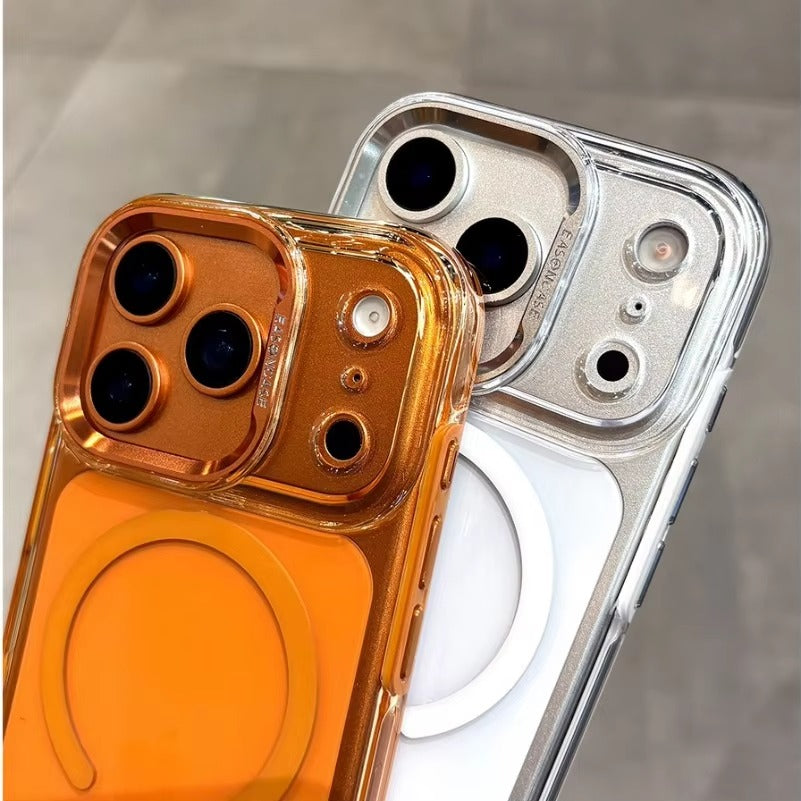 Luxury iPhone Case — Transparent Hard Acrylic MagSafe Cover with Shockproof TPU Edges, Anti-Fingerprint Anti-Scratch Dustproof Lightweight Design