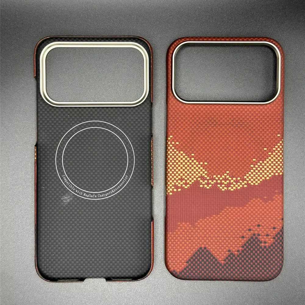 Luxury iPhone Case — Ultra-Thin 600D Real Carbon Fiber MagSafe Cover with Aramid Kevlar Protection, Matte Anti-Fingerprint Full-Coverage Waterproof Design