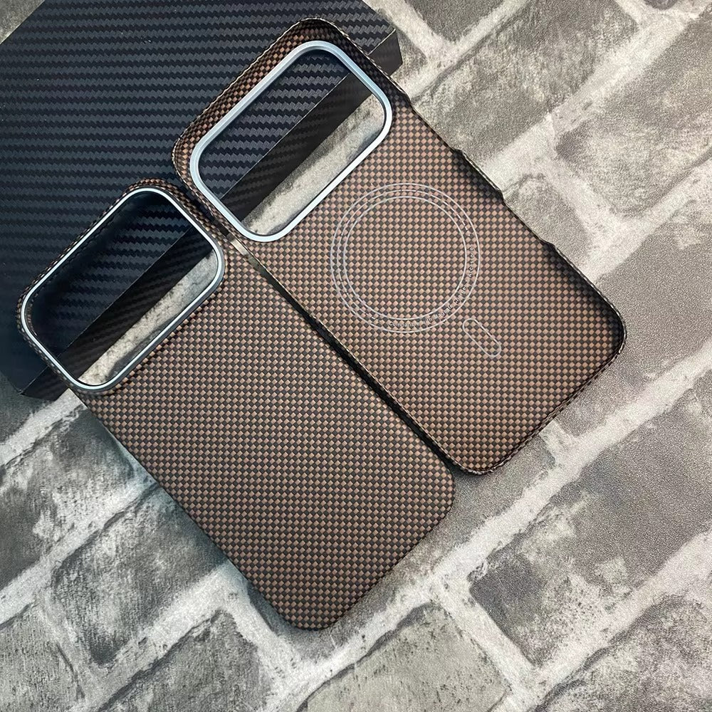 Luxury iPhone Case — Ultra-Thin Aramid Carbon Fiber MagSafe Cover with Kevlar-Grade Protection, Shock-Resistant Slim Design and Washable Finish