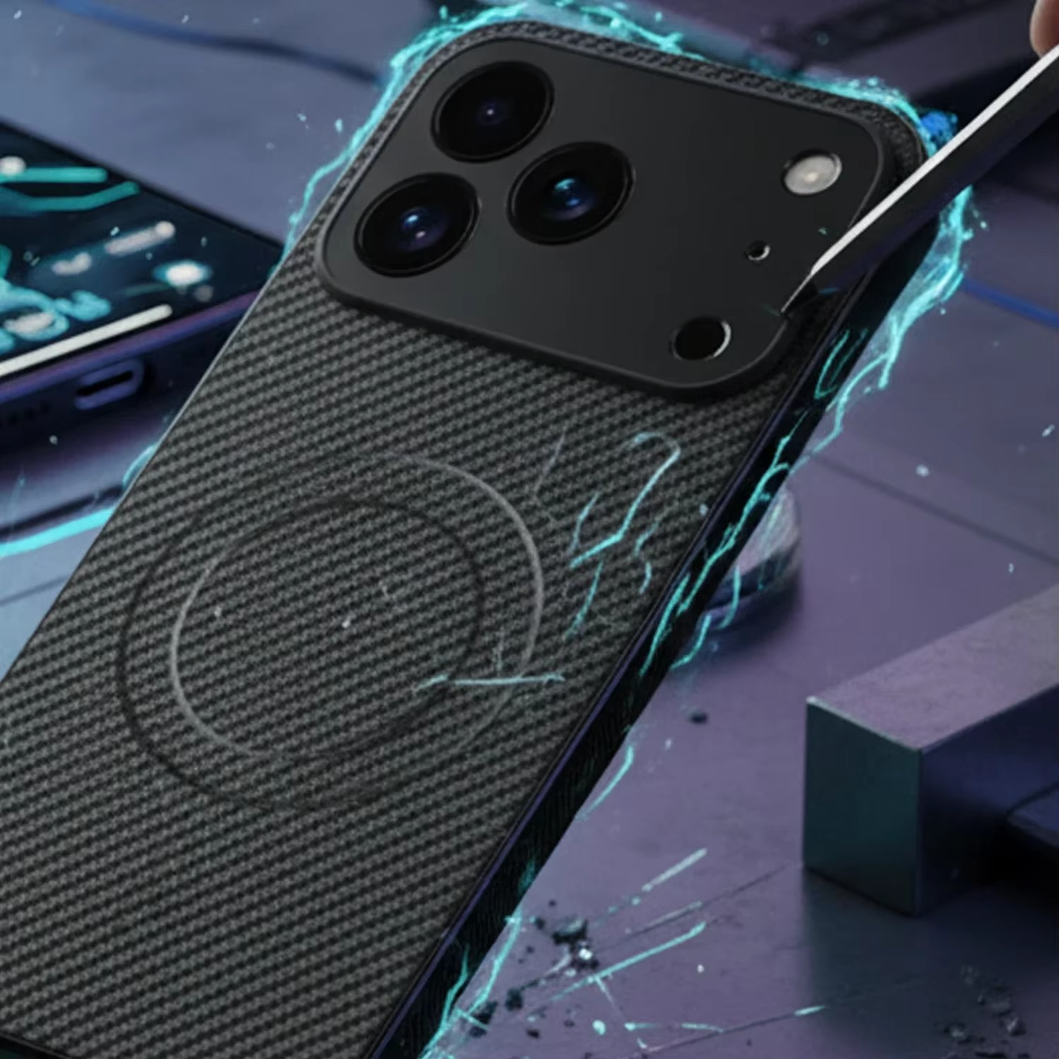 Luxury iPhone Case — Ultra-Thin Carbon Fiber, Magnetic, Shockproof, Military-Grade Protective Cover Fiber, Magnetic, Shockproof, Military-Grade Protective Cover