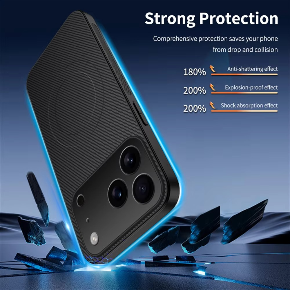 Luxury iPhone Case — Ultra-Thin Carbon Fiber, Magnetic, Shockproof, Military-Grade Protective Cover Fiber, Magnetic, Shockproof, Military-Grade Protective Cover
