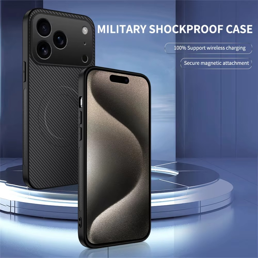 Luxury iPhone Case — Ultra-Thin Carbon Fiber, Magnetic, Shockproof, Military-Grade Protective Cover Fiber, Magnetic, Shockproof, Military-Grade Protective Cover