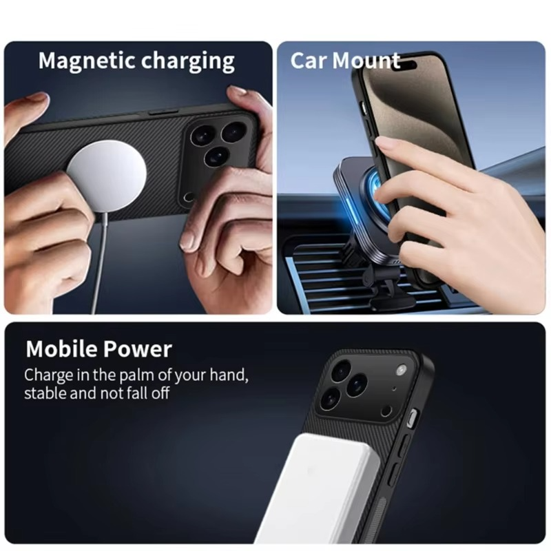 Luxury iPhone Case — Ultra-Thin Carbon Fiber, Magnetic, Shockproof, Military-Grade Protective Cover Fiber, Magnetic, Shockproof, Military-Grade Protective Cover