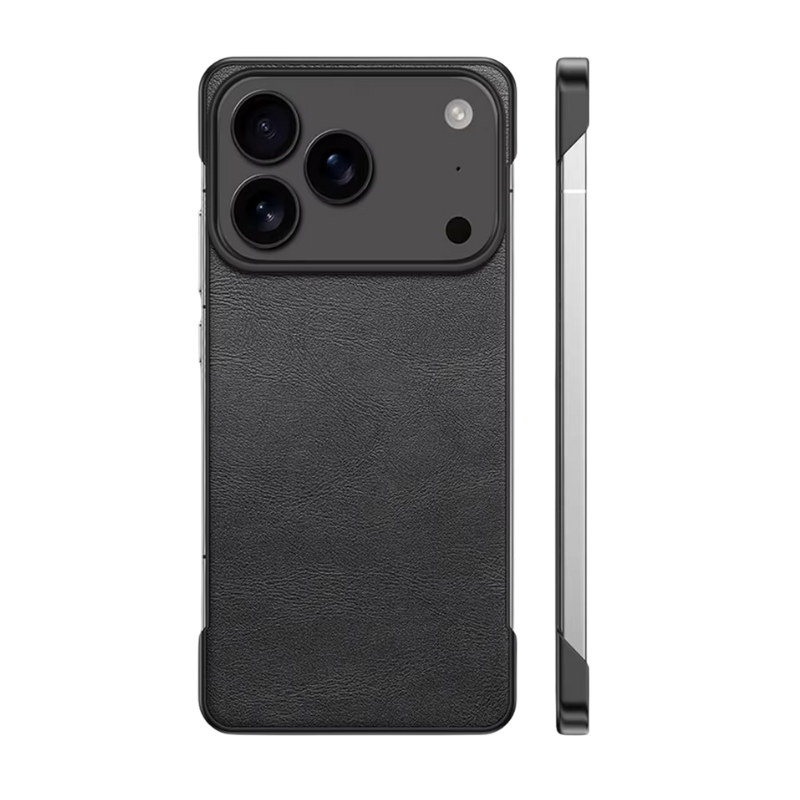 Luxury iPhone Case — Ultra-Thin Frameless Leather PC Cover with Solid-Color Design, Shockproof Anti-Fall Protection & MagSafe-Compatible Borderless Finish
