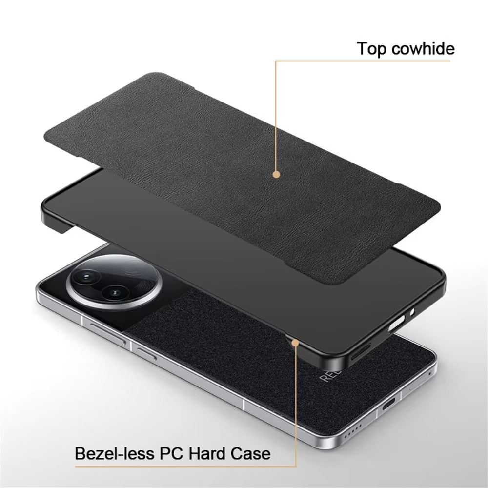 Luxury iPhone Case — Ultra-Thin Frameless Leather PC Cover with Solid-Color Design, Shockproof Anti-Fall Protection & MagSafe-Compatible Borderless Finish