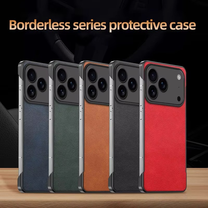 Luxury iPhone Case — Ultra-Thin Frameless Leather PC Cover with Solid-Color Design, Shockproof Anti-Fall Protection & MagSafe-Compatible Borderless Finish