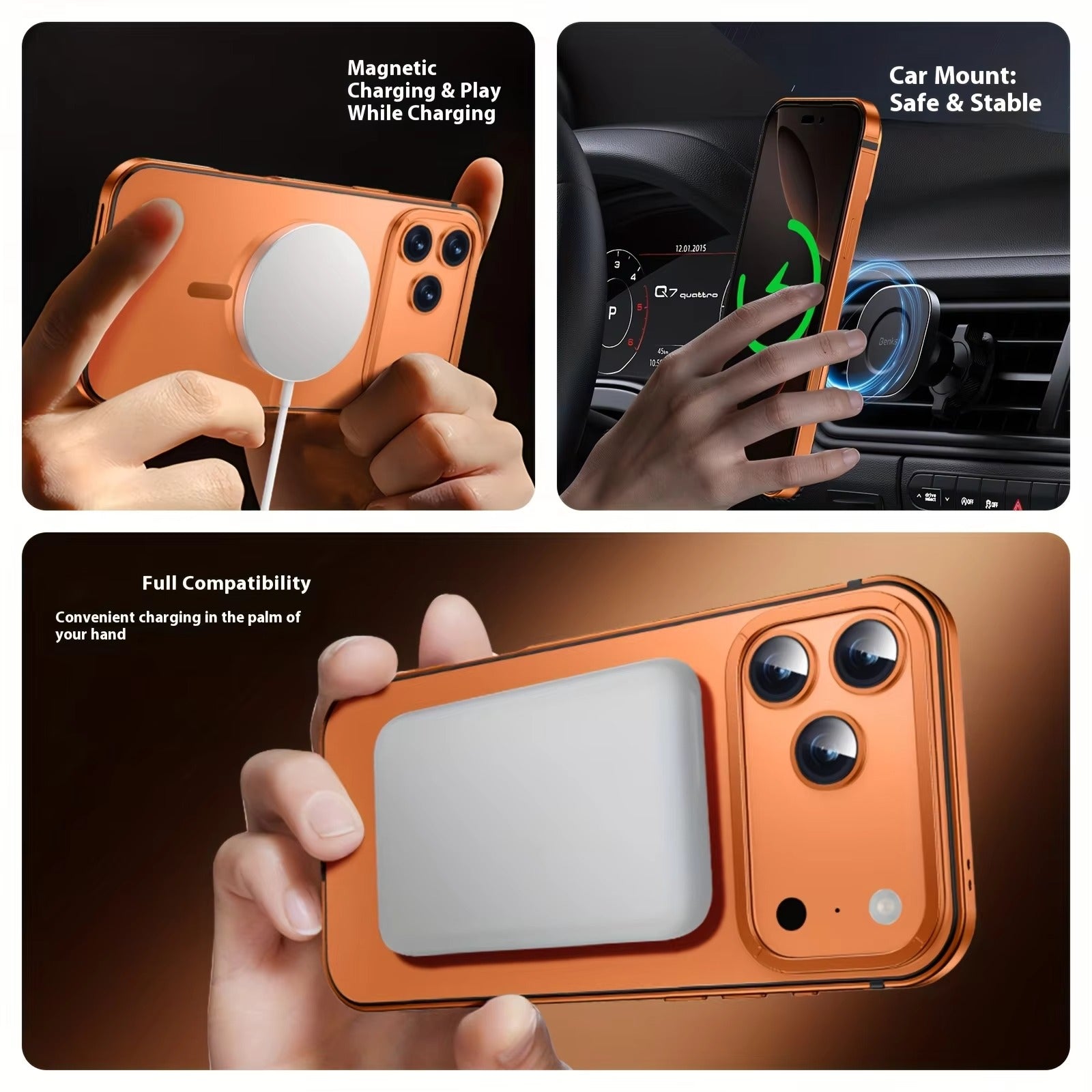 Luxury iPhone Case — Ultra-Thin Metal Alloy Bezel with Frosted Magnetic Back Cover, Shockproof PC+TPU Protective Design