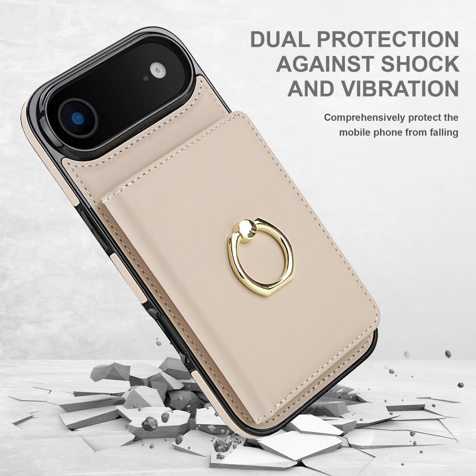 Luxury iPhone Case — Wallet Cover with Card Holder, 360° Rotating Ring Kickstand, Magnetic Clasp & Shockproof PU Leather Full-Coverage Design for iPhone 17 Pro Max and Air