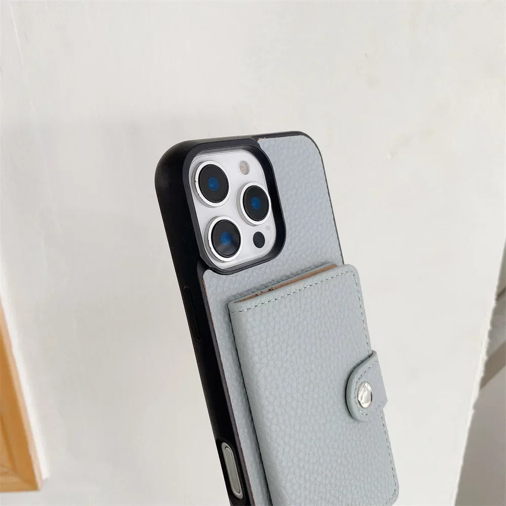 Luxury iPhone Crossbody Wallet Case with Card Slots — PU Leather Cover, Zipper Coin Purse, Long Lanyard Strap, Shockproof Drop Protection, Full Access Design