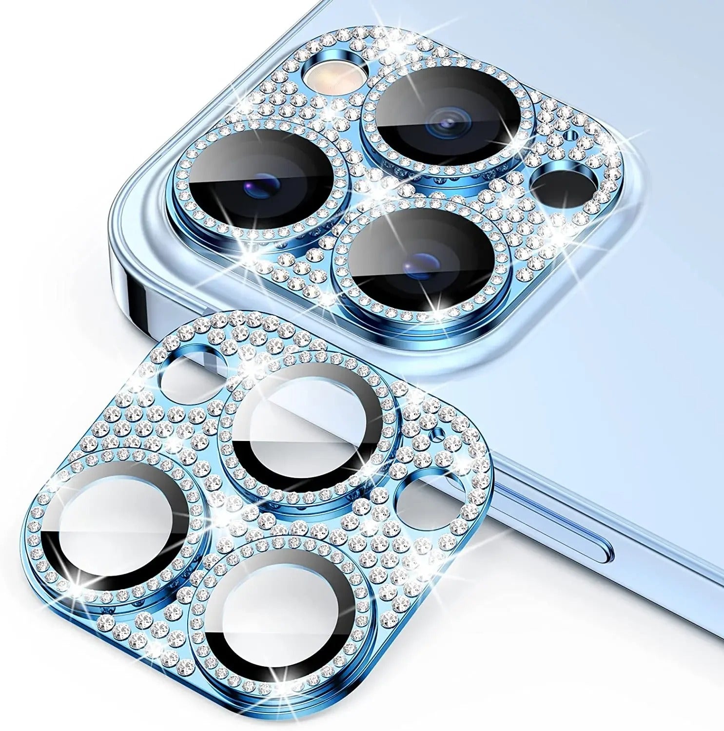 Luxury iPhone Diamond Camera Lens Protector, Metal Glass Lens Cover with Full Coverage, Scratch Resistance & Decorative Protection