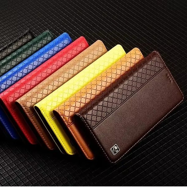 Luxury iPhone Case — Genuine Leather Flip Cover with Magnetic Closure, Card Slot Holder, Business-Style Kickstand and Full-Body Shockproof Protection