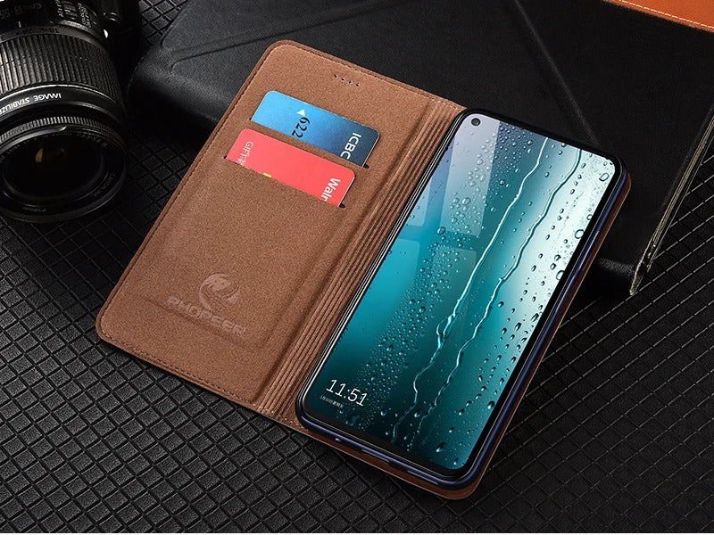 Luxury iPhone Case — Genuine Lizard Leather Flip Wallet Cover with Magnetic Closure, Kickstand Holder, Dustproof Non-Slip Design and Premium Full-Body Protection