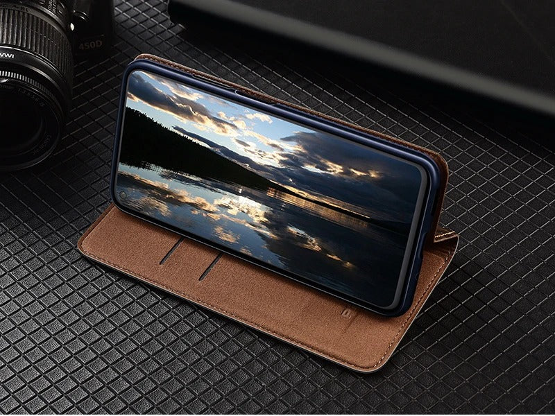 Luxury iPhone Case — Genuine Lizard Leather Flip Wallet Cover with Magnetic Closure, Kickstand Holder, Dustproof Non-Slip Design and Premium Full-Body Protection