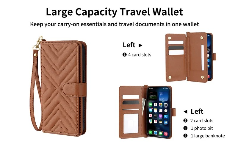 Luxury iPhone Case — Leather Flip Wallet Cover with Card Holder, Shockproof Protective Design and Stylish Full-Body Functionality