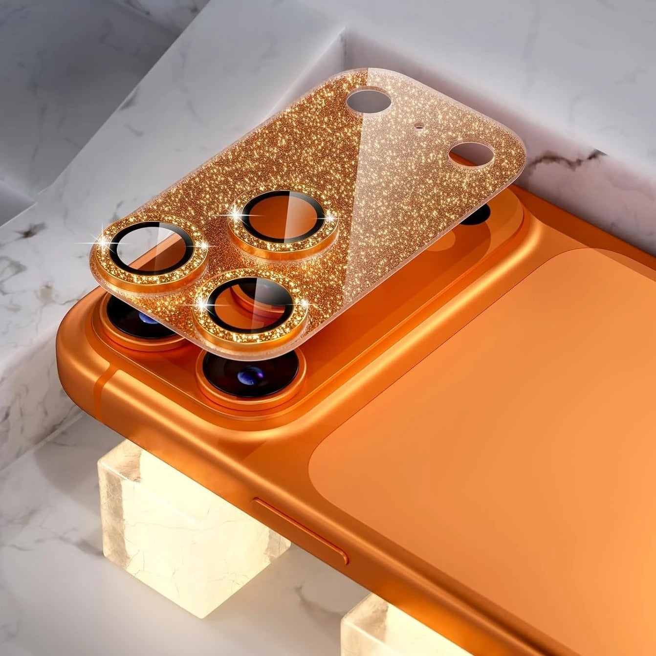 Luxury iPhone Glitter Camera Lens Protector, Metal Alloy Tempered Glass Film with Full Coverage, Scratch Resistance & Decorative Protection