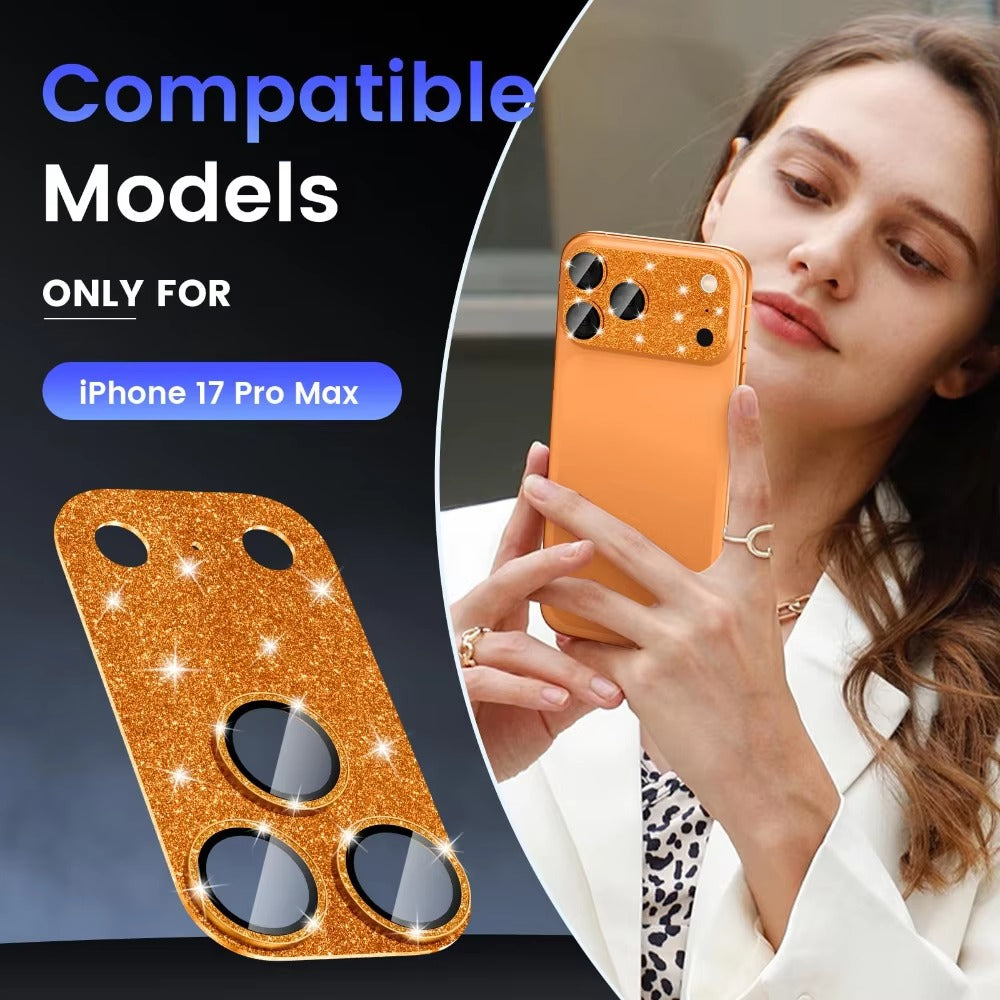 Luxury iPhone Glitter Camera Lens Protector, Metal Alloy Tempered Glass Film with Full Coverage, Scratch Resistance & Decorative Protection