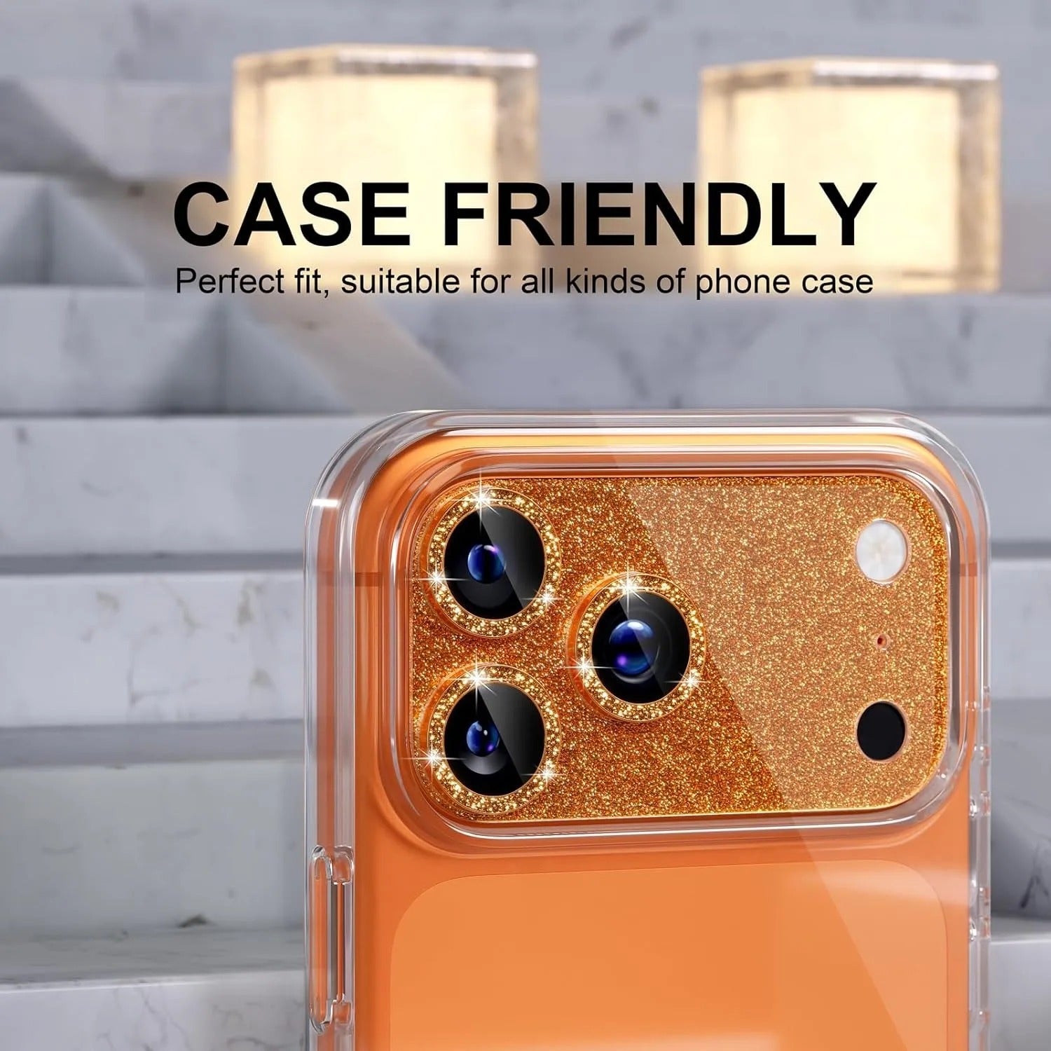 Luxury iPhone Glitter Camera Lens Protector, Metal Alloy Tempered Glass Film with Full Coverage, Scratch Resistance & Decorative Protection