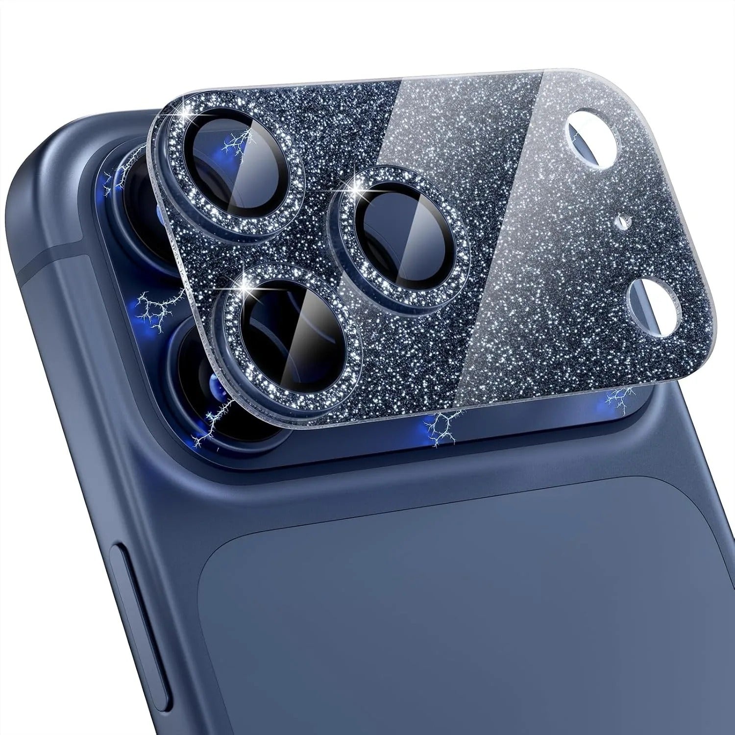 Luxury iPhone Glitter Camera Lens Protector, Metal Alloy Tempered Glass Film with Full Coverage, Scratch Resistance & Decorative Protection