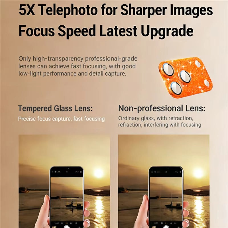 Luxury iPhone Glitter Camera Lens Protector, Metal Alloy Tempered Glass Film with Full Coverage, Scratch Resistance & Decorative Protection